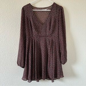 Kimchi Blue Dixie Floral Dress Sz 4 Brown Orange Western Cottagecore Long Sleeve